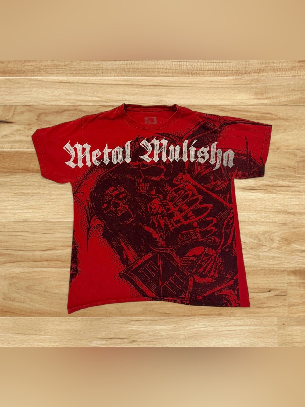 Y2K Metal Mulisha Red Skeleton Shirt Older Brothercore Medium